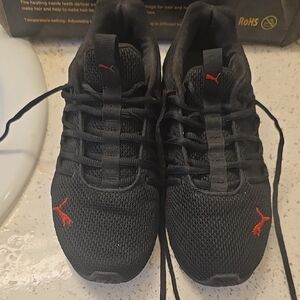 Puma Black Mesh Sneakers with Red Logo